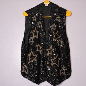 Vintage Sequin Star Sparkle Star Magician Assistant Stage Wear Vest Halsey